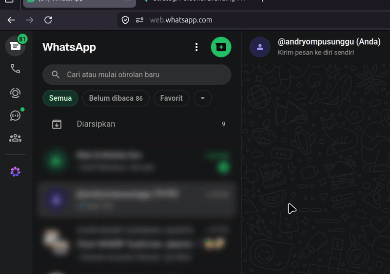 WhatsApp Web Blur Granular Hover Demo